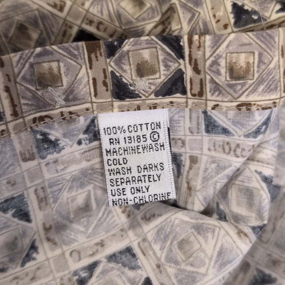 Vintage Pierre Cardin Button Down Shirt 90s Geometric Print Cotton Made in Korea - Picture 10 of 12